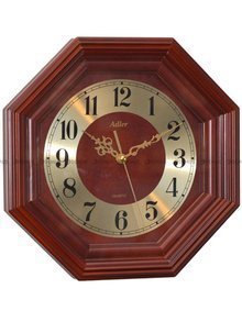 Adler 21087-CH zegar ścienny drewniany ośmiokątny w odcieniu wiśnia