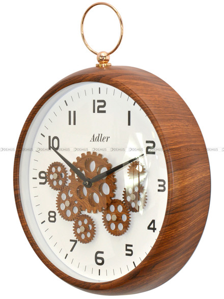 Zegar ścienny Adler 30284-Brown-White - 34x44 cm - Ruchome koła zębate