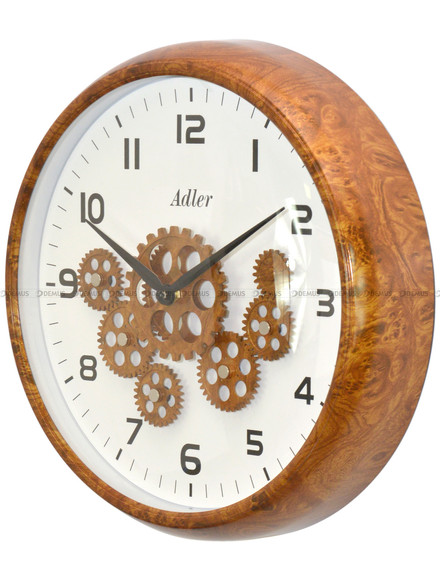 Zegar ścienny Adler 30283-Brown-White - 34 cm - Ruchome koła zębate
