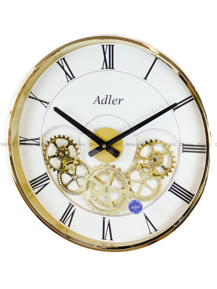 Duży Zegar ścienny PW372-1747-Gold - 43x43 cm - ruchome koła zębate