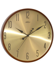 Zegar ścienny Adler 30290-Brown-Gold - 40 cm - płynąca wskazówka