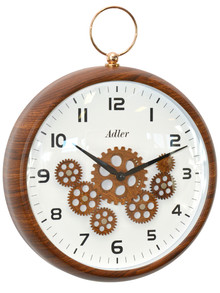 Zegar ścienny Adler 30284-Brown-White - 34x44 cm - Ruchome koła zębate