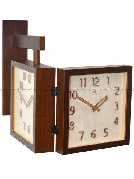 Drewniany Dwustronny Zegar ścienny 30304-Dark-Walnut - 32x36 cm - Do korytarza