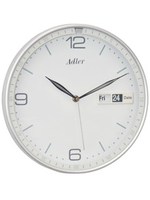 Zegar ścienny Adler 30150-Silver - 30 cm - z datownikiem
