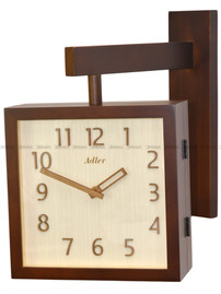 Drewniany Dwustronny Zegar ścienny 30304-Dark-Walnut - 32x36 cm - Do korytarza