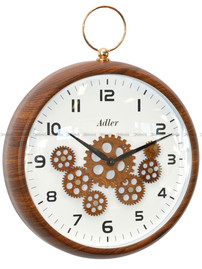 Zegar ścienny Adler 30284-Brown-White - 34x44 cm - Ruchome koła zębate