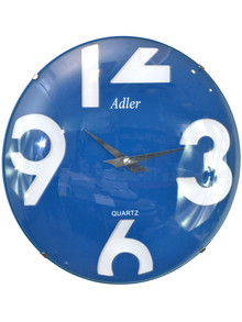 Adler 21155-BLUE Zegar ścienny szklany okrągły duże cyfry 3,6,9,12