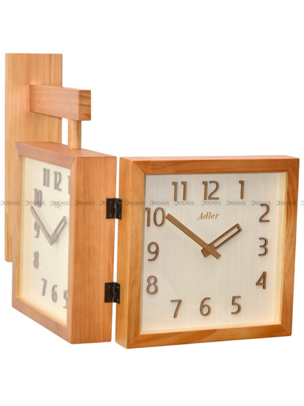 Drewniany Dwustronny Zegar ścienny 30304-Wood-Color - 32x36 cm - Do korytarza