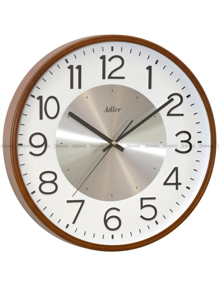 Zegar ścienny Adler 30296-Brown-White-Silver - 35 cm - płynąca wskazówka