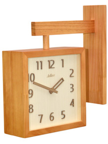 Drewniany Dwustronny Zegar ścienny 30304-Wood-Color - 32x36 cm - Do korytarza