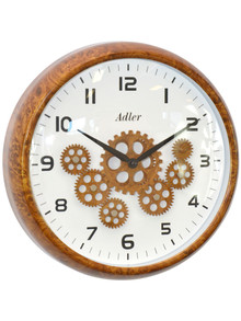 Zegar ścienny Adler 30283-Brown-White - 34 cm - Ruchome koła zębate
