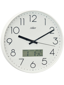 Zegar ścienny z termometrem i datownikiem Adler 30173-White - 30 cm