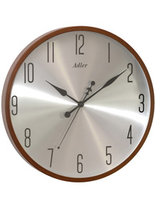 Zegar ścienny Adler 30291-Brown-Silver - 40 cm - płynąca wskazówka