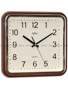 Adler 30110-BR Kwadratowy zegar ścienny z płynącą wskazówką  - 28x28 cm