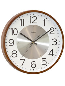 Zegar ścienny Adler 30296-Brown-White-Silver - 35 cm - płynąca wskazówka
