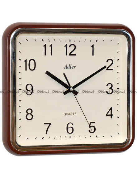 Adler 30110-BR Kwadratowy zegar ścienny z płynącą wskazówką  - 28x28 cm