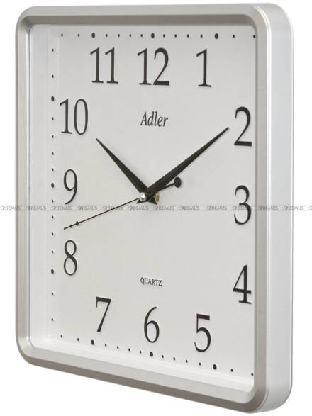 Adler 30168-SR kwadratowy zegar ścienny srebrny - 32x32 cm