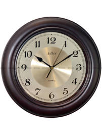 Adler 21147-W2 zegar ścienny drewniany ze złotą tarczą i cyframi arabskimi